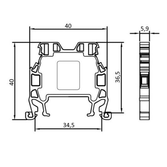 ONKA 2,5mm2 Schroefrailklemmenblok DIN-railklem 2-draads grijs, 1010012