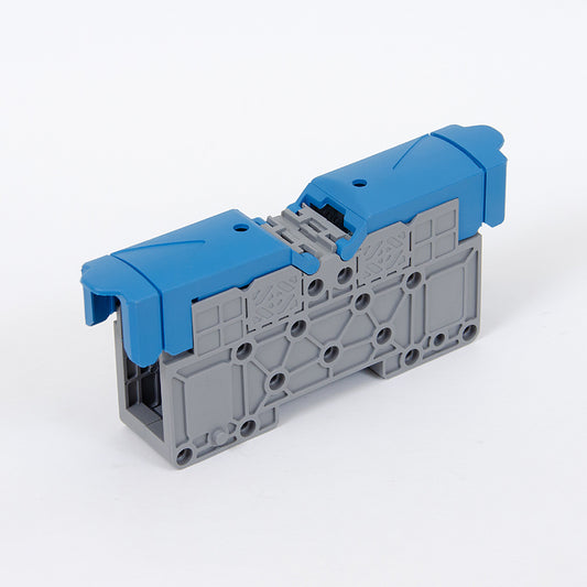 ONKA 50mm2 M8 Schroefrail connector aansluitblok DIN-rail met beschermkap, blauw, 1030034