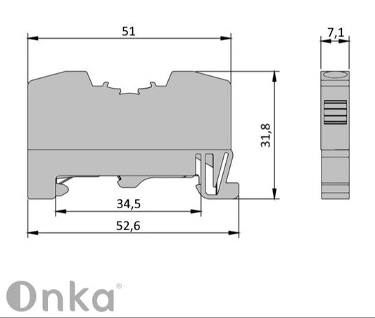ONKA 4mm2 PE Federklemmenblock DIN-Schienenklemme 2-draht grau, 1020299