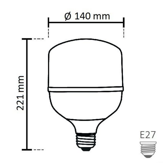 NOAS 60W (450W) LED lamp TORCH type, Koud wit / 6500K, 5400 Lm, YL95-6001