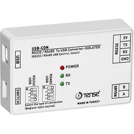 Modbus interface converter RS485 naar RS232 naar PC via USB