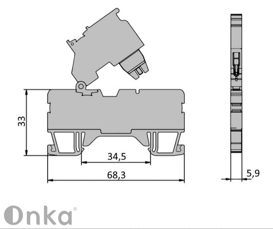 ONKA 2,5mm2 Schraubanschluss Sicherung Anschlussblock (Sicherung nicht enthalten) grau, 1020223