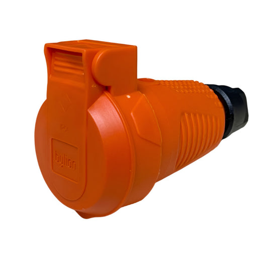 Orange hermetic rubber socket IP54 with lid 2P+Z 16A 250V SCHUKO RDP-O-F Bylion