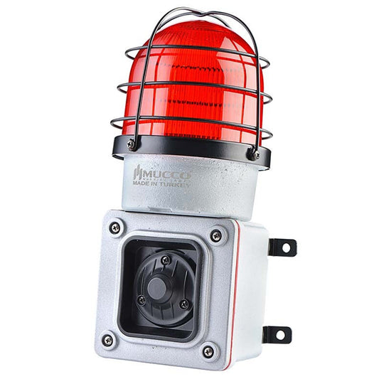 Heavy Duty gegoten metalen sirene met LED stroboscoop in kooi