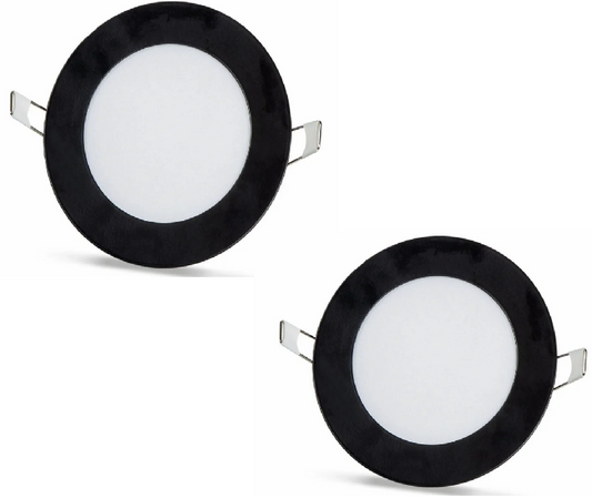 2 stuks - rond LED paneel 6W / 540Lm koud wit zwart frame rond inbouw (voeding inbegrepen) 6500K YL10-0600-S