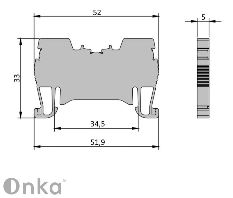 ONKA 1,5mm2 Federleistenverbinder Anschlussblock DIN-Schienenklemmen 2-draht blau, 1020005