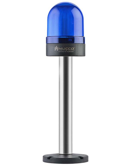 Flashing ø70 NUT.CONN.SIGNAL BEACON WITH BUZZER, 40-250V AC/DC, BLUE WITH 20CM EXT.TUBE