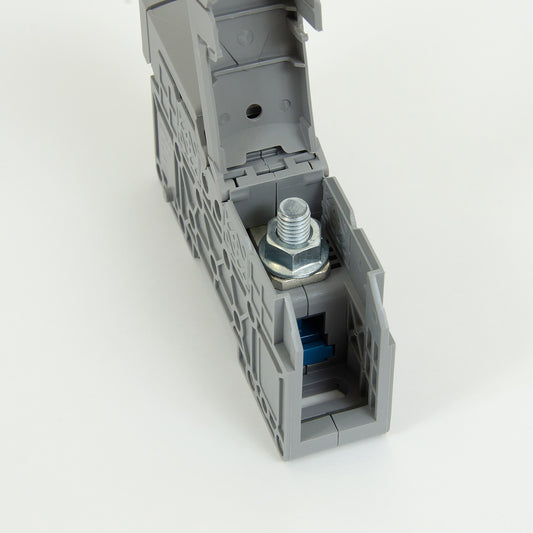ONKA 50mm2 M8 Schroefrail klemmenblok DIN-rail met beschermkap, grijs, 1030031