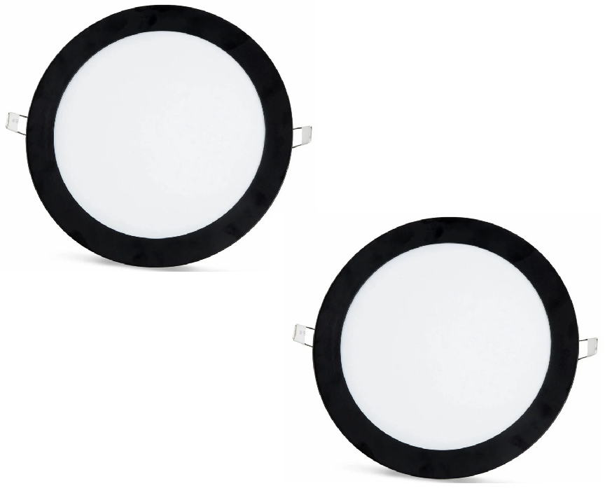 2 Stück - SLIM LED Panel schwarzer Rahmen kaltweiß /6500K 18W / 1620Lm rund Einbau (Netzteil enthalten) 6500K YL10-1800-S