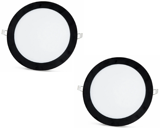 2 stuks - SLIM LED paneel zwart frame koud wit /6500K 18W / 1620Lm rond inbouw (voeding inbegrepen) 6500K YL10-1800-S