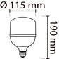 NOAS 40W (300W) LED lamp TORCH type, Cold white / 6500K, 3600 Lm, YL95-4001