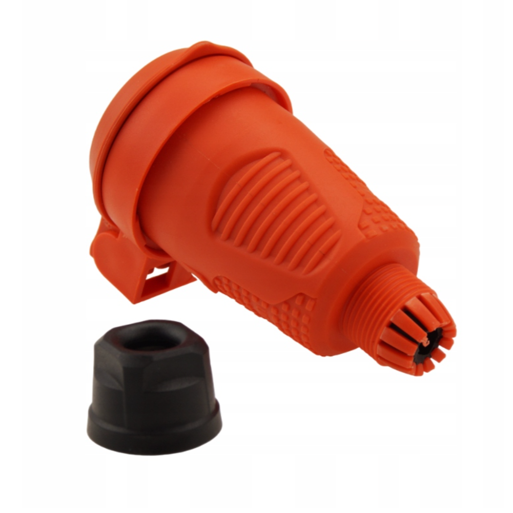 Oranje hermetisch rubberstopcontact IP54 met klep 16A 250V Frans type (pin) RDP-O-E Bylion