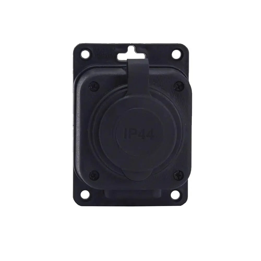 Steekcontactdoos, Frans type E (pin), zwart "rubber" voor opbouw 250V, 16A, IP44, 2P+Z, 1KMP-E, Bylion