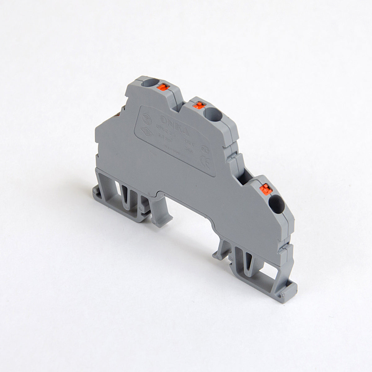 ONKA 4mm2, 2-draads veerrailklemmenblok DIN-rail 4-draads grijs, 1020406