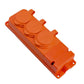 3x stopcontact, Frans type E, drievoudig "rubber" oranje stopcontact met deksel hermetisch IP44 250V, 16A, 2P+Z, 3KMP-E-O, Bylion