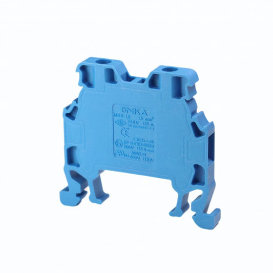 ONKA 1,5mm2 Schroefrailklemmenblok DIN-railklem 2-draads blauw, 1010005