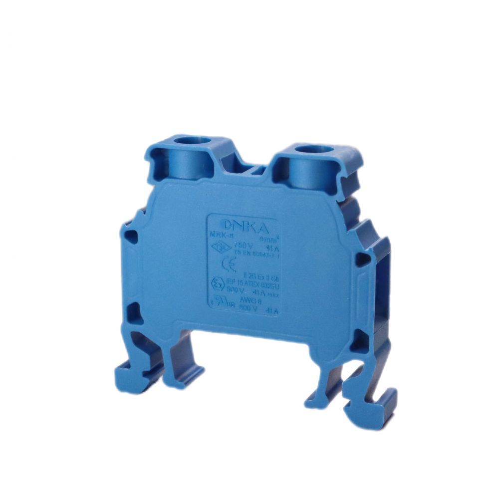 ONKA 6mm2 Schroefrailklemmenblok DIN-railklem 2-draads blauw, 1010035