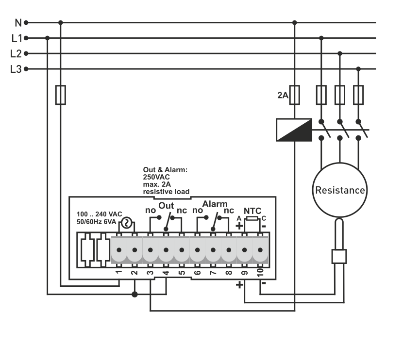 Temperature controller for panel mounting ON - OFF with external sensor