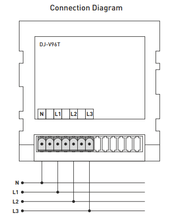 DJ-V96T Panneau monté voltmètre numérique triphasé pour CA