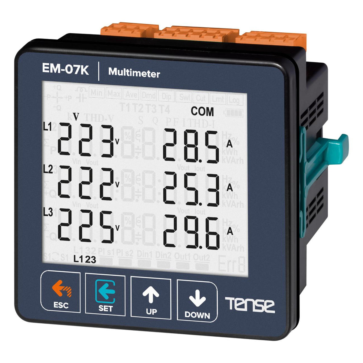 3-phase RS485 spanning frequency power energy current multimeter for panel mounting