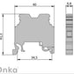 ONKA 10mm2 PE Schroefrailklemmenblok DIN-railklem 2-draads grijs, 1010221