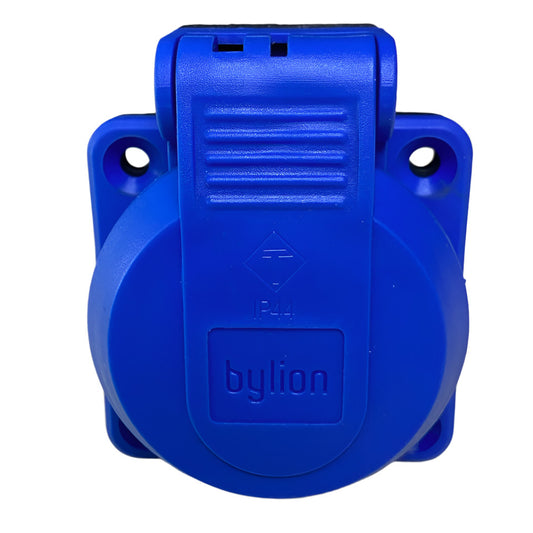 Hermetisch stopcontact 2P+Z, 230/220v, met aarding, IP44, met klep, blauw, 250V Frans