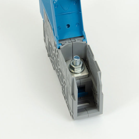 ONKA 95mm2 M8 Schraubenschienen-Klemmenblock DIN-Schiene mit Schutzabdeckung, blau, 1030062