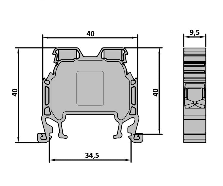 ONKA 10mm2 Schraubschienenklemmenblock DIN-Schienenklemme 2-adrig grau, 1010042