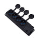 4x stopcontact "rubber" zwart met deksel hermetisch IP44, 250V, 16A, 2P+Z, Frans type E,4KMP-E, Bylion