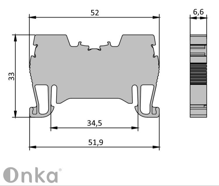 ONKA connecteur de rail à ressort 4mm2 bloc de connexion rail DIN bornier 2 fils bleu, 1020027