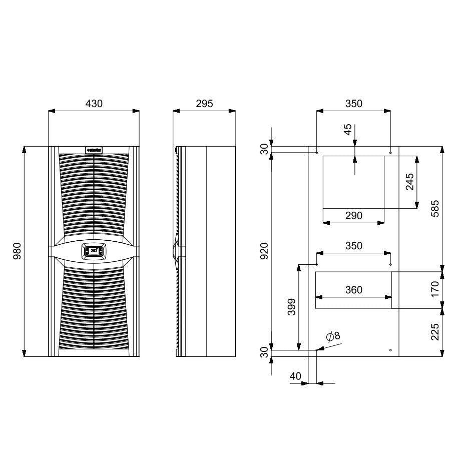 Climatisation pour tableaux de commande / Refroidisseur 2500W, PAD2550.01, Plastim