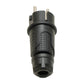 Zwarte rubberen kontaktstop IP54, 250v 16a per kabel, Uni-Schuko (dubbele aarding), 2P+E, REF, Bylion