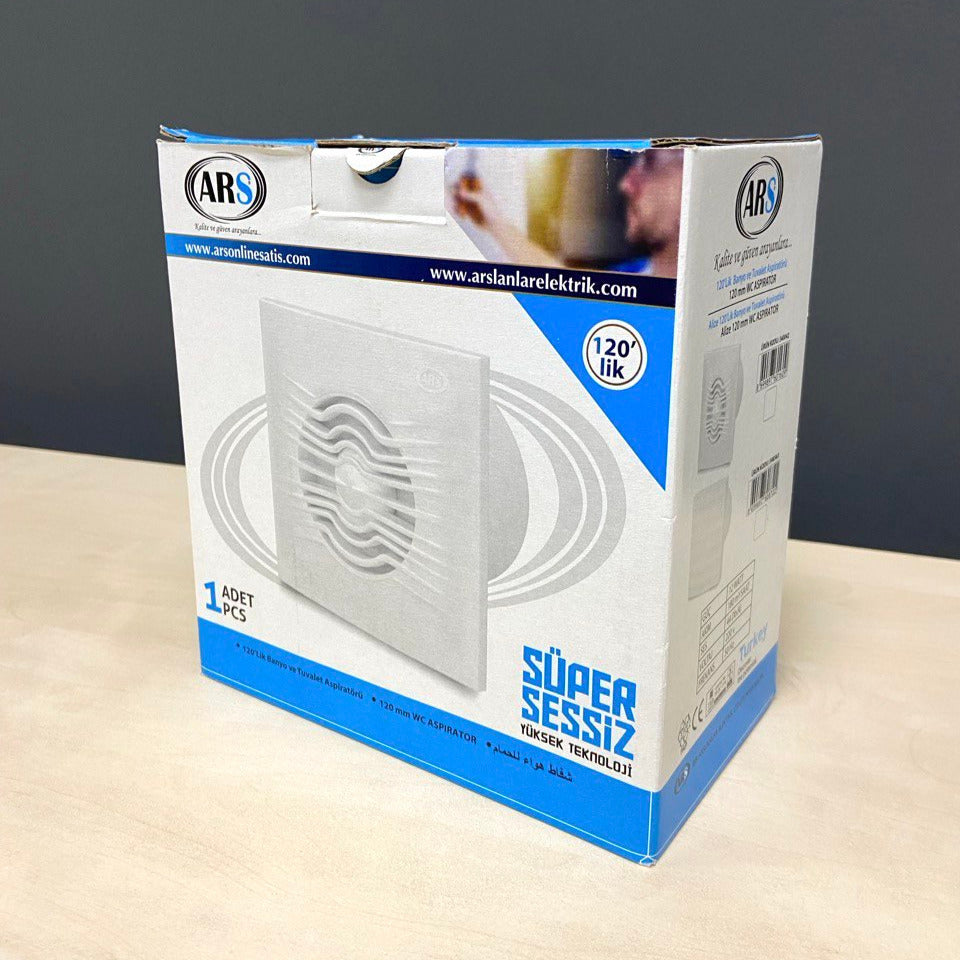ARS - white wall-mounted axial bathroom/toilet fan white with grille quiet 120mm, 180 m3/h, 340042