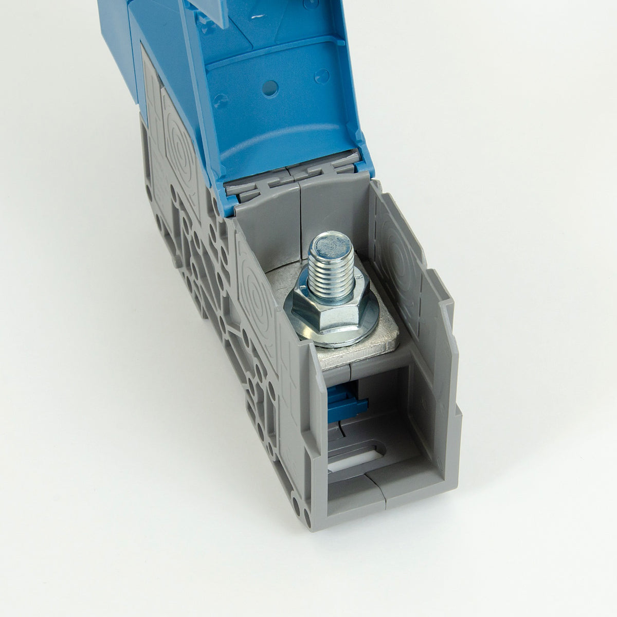 ONKA 150mm2 M12 connecteur de rail à vis bloc de connexion rail DIN avec capuchon de protection, bleu, 1030091