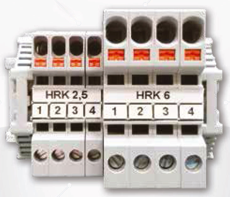 ONKA 6mm2 hybride schroef/veerrail aansluitblok voor DIN-rail 2-draads grijs, 1040012