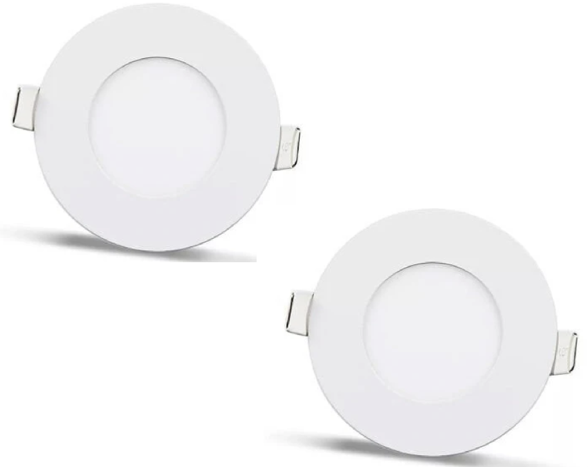 2 stuks - rond LED paneel 3W / 270Lm wit rond inbouw (voeding inbegrepen) 4000K YL10-0307