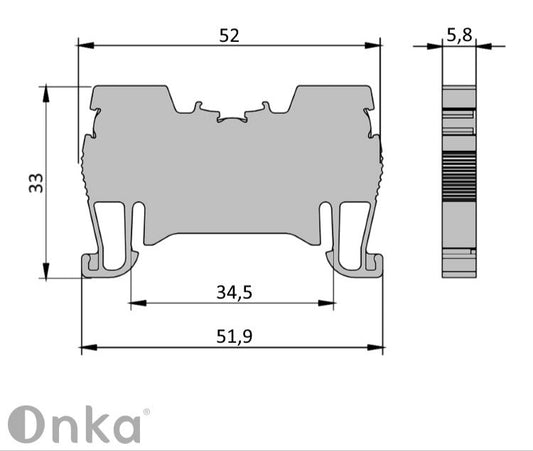 ONKA 2,5mm2 Federanschlussklemmenblock DIN-Schienenklemme 2-adrig grau, 1020016