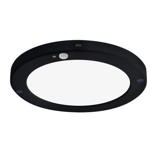 Slanke zwarte LED 20W plafondlamp plafoniera met PIR bewegingssensor circulair koud wit / 6500K YL14-1810-S