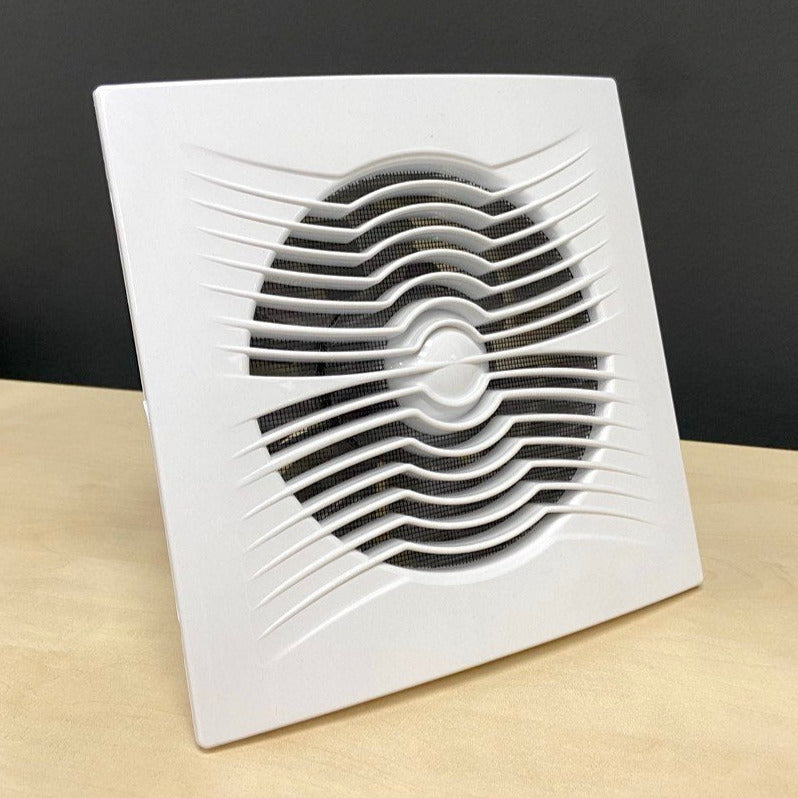ARS-White wandgemonteerde axiale badkamer-/toiletventilator wit met rooster stil 100mm, 90 m3/h, 340041
