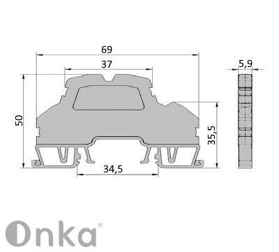 ONKA 2,5mm2, 2-draht Federklemmenblock DIN-Schiene Klemmenblock 4-draht grau, 1020379