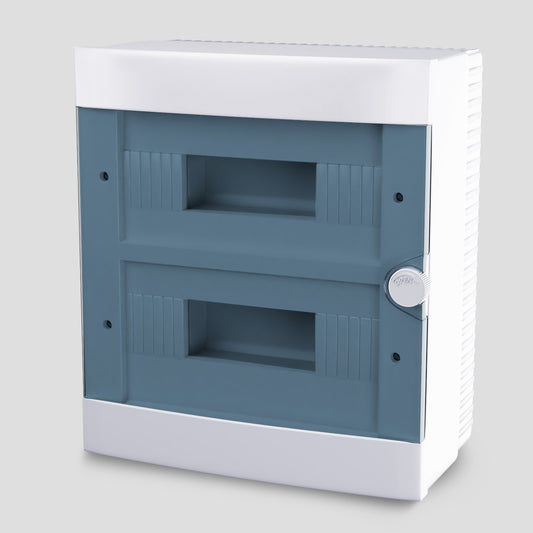 ARS Modulair schakelbord 24 MOD (24 zekeringen), opbouw schakelkast, kunststof, transparante deur IP40, 341207