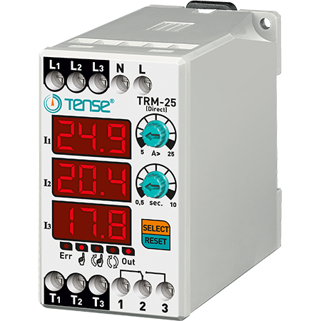 Direct digitaal overstroomrelais met 3×3-cijferig LED-display TRM-25