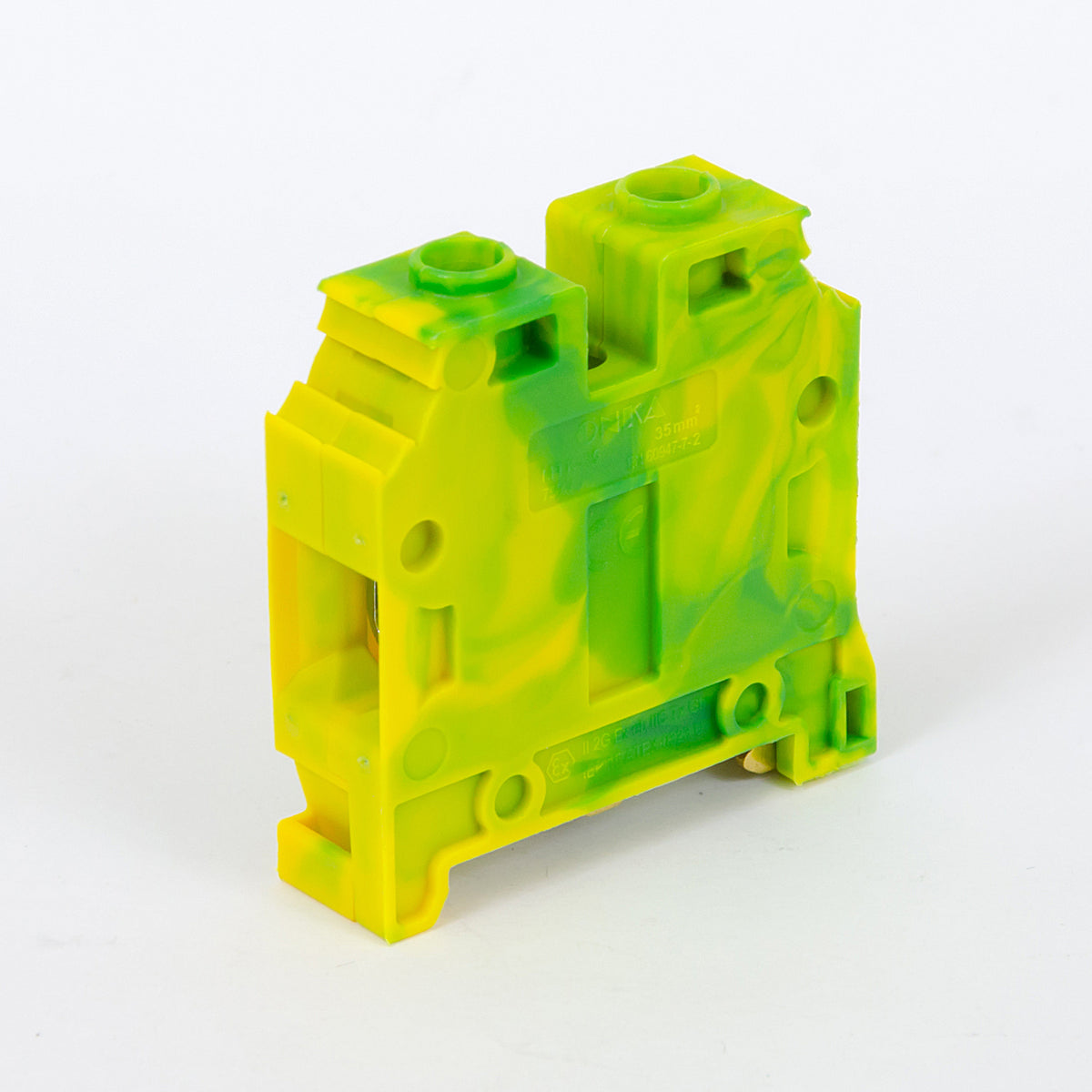 ONKA 35mm2 PE Screw Rail Clamp Block DIN Rail Clamp 2-Wire Gray, 1010533