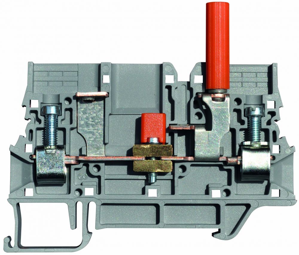 ONKA 6mm2 bloc de connexion à rail à vis avec pince de test sur rail DIN 2 fils gris, 1010213