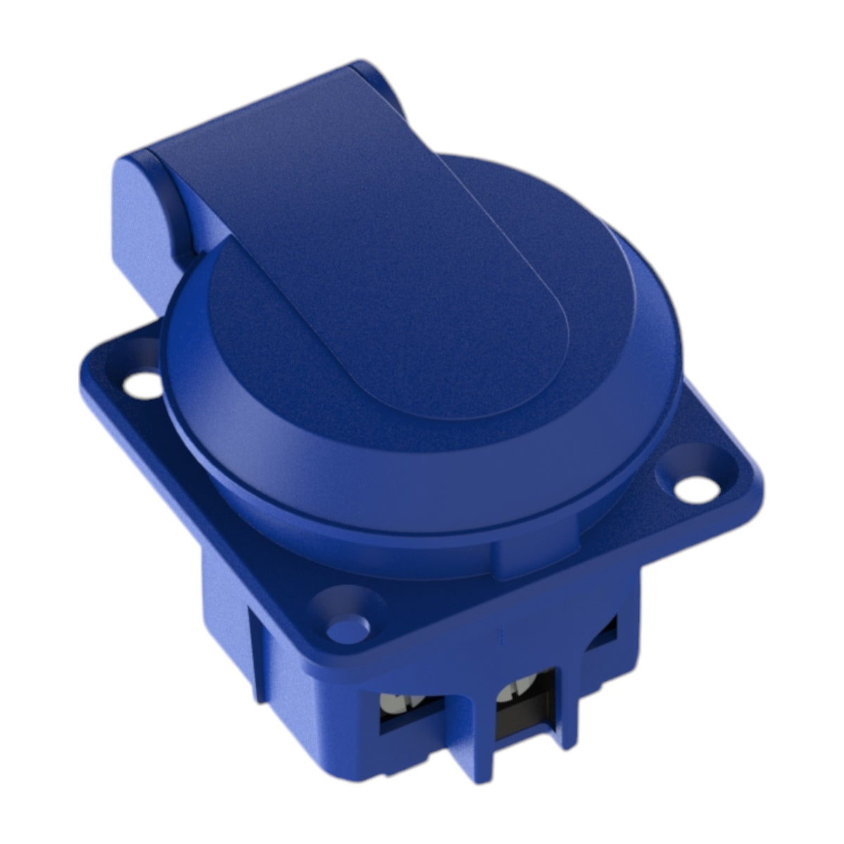 Hermetische Steckdose 2P+Z, 230/220V, mit Erdung, IP44, mit Klappe, blau, 250V Französisch