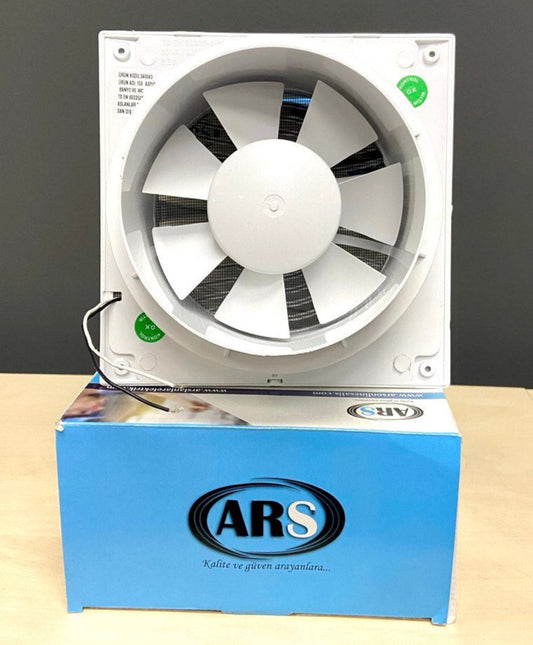 ARS - witte wandgemonteerde axiale badkamer-/toiletventilator wit met geruisloos rooster 150mm, 280 m3/h, 340043