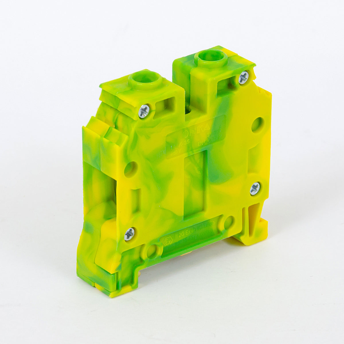 ONKA 35mm2 PE Screw Rail Clamp Block DIN Rail Clamp 2-Wire Gray, 1010533